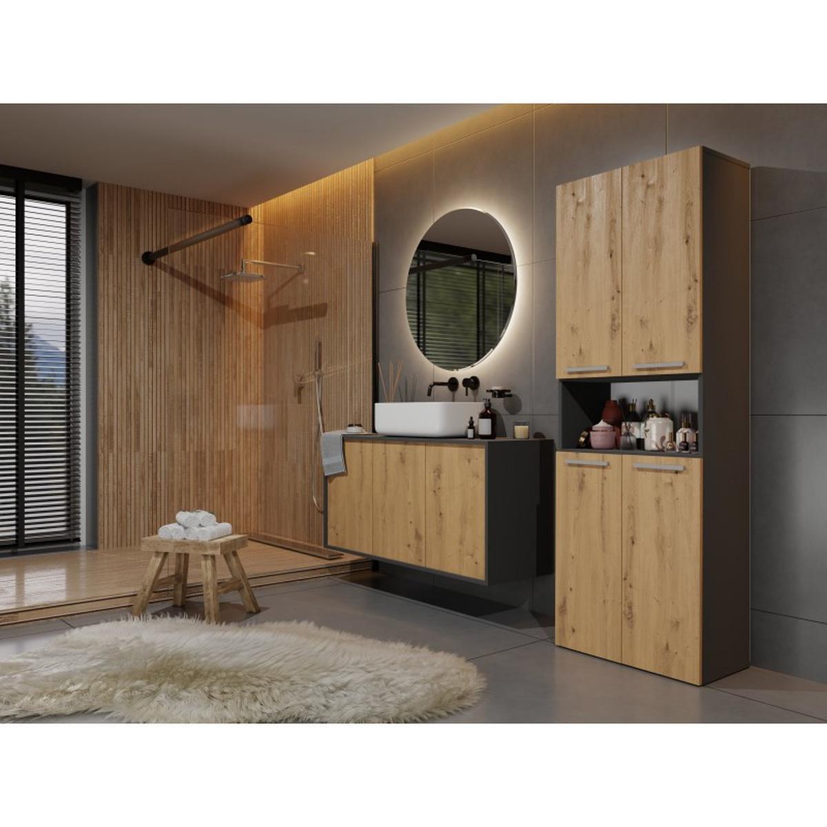 BADEZIMMERSCHRANK Anthrazit, Artisan 60/174/30 - Anthrazit, Holzwerkstoff (60/174/30cm) - RAUMHIRSCH FURNITURE