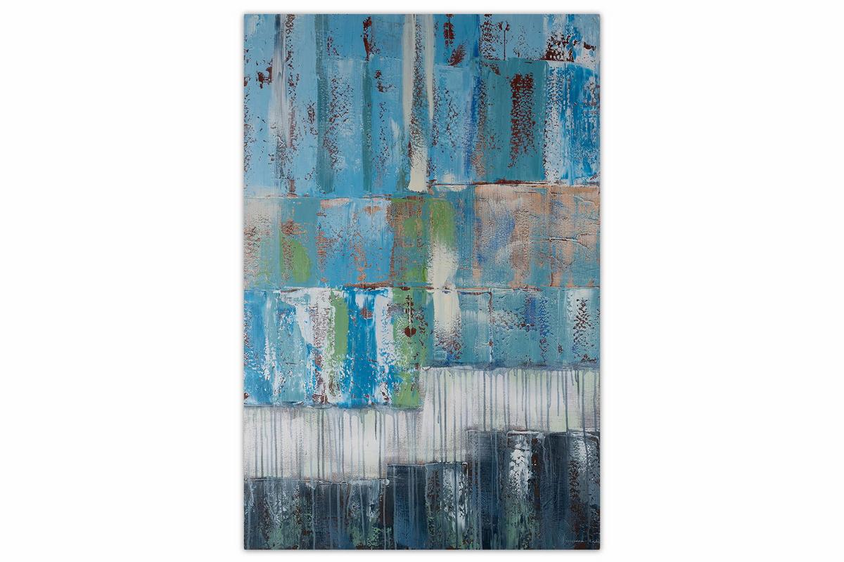 ÖLGEMÄLDE 80/120 cm - Türkis/Blau, Holz/Textil (80/120cm) - KUNSTLOFT