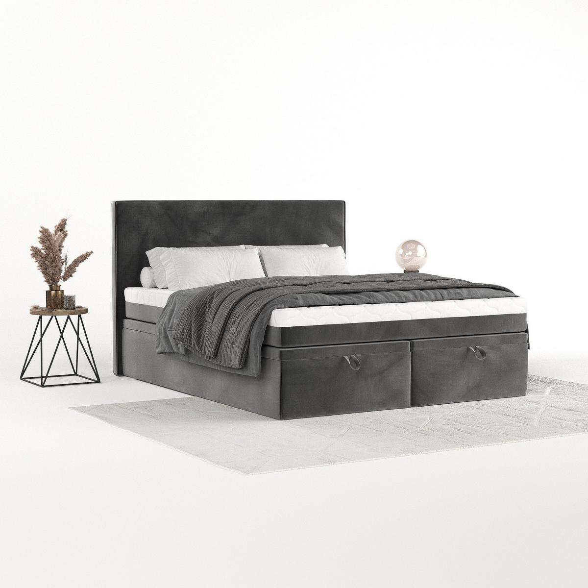 BOXBETT Zalla 160/200 cm Grau im Kronos Stoff - Schwarz/Grau, Holz/Holzwerkstoff (160/200cm) - AltaBeds