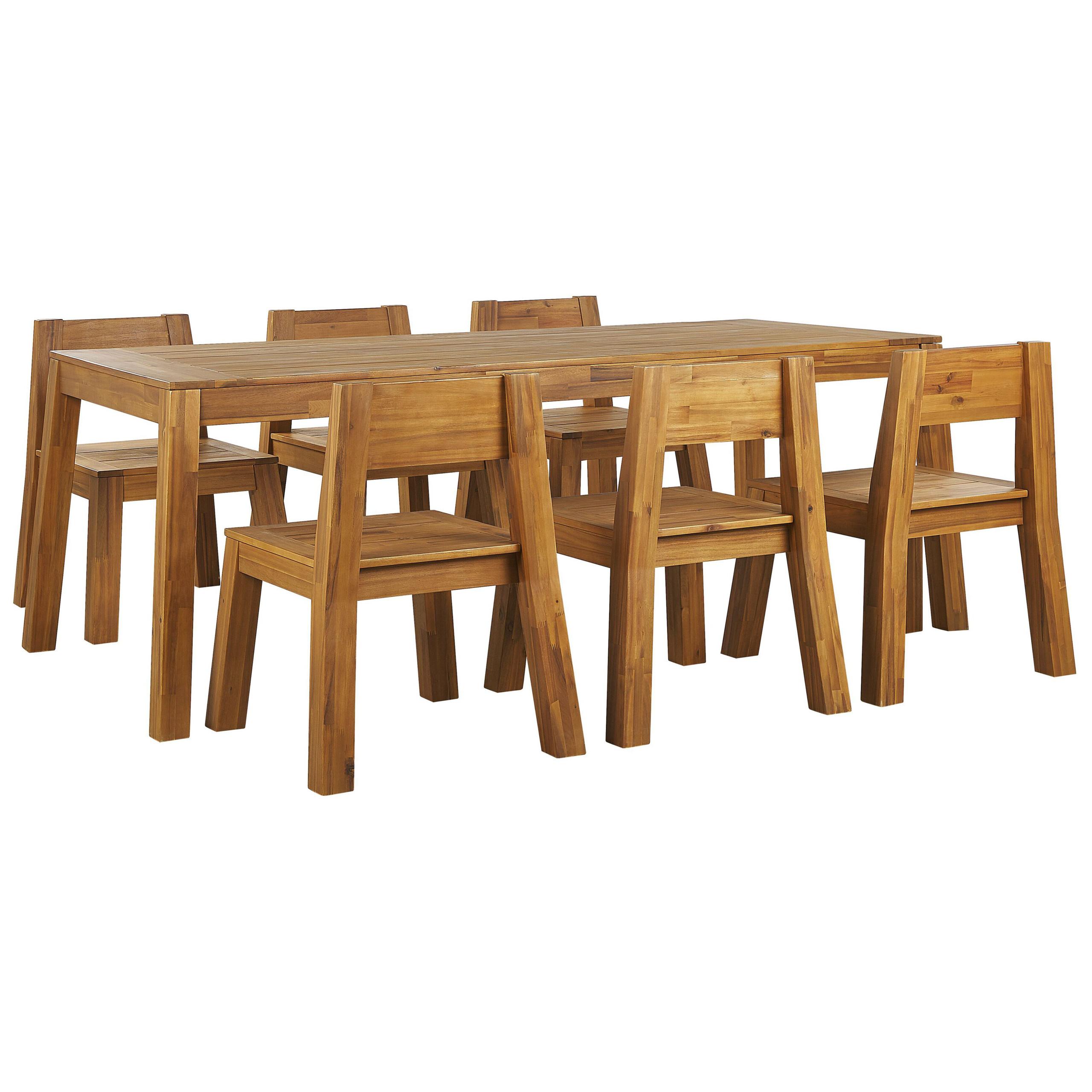 GARTENMÖBEL SET 6-Sitzer Akazienholz Hellbraun Livorno - Hellbraun, Holz - Beliani