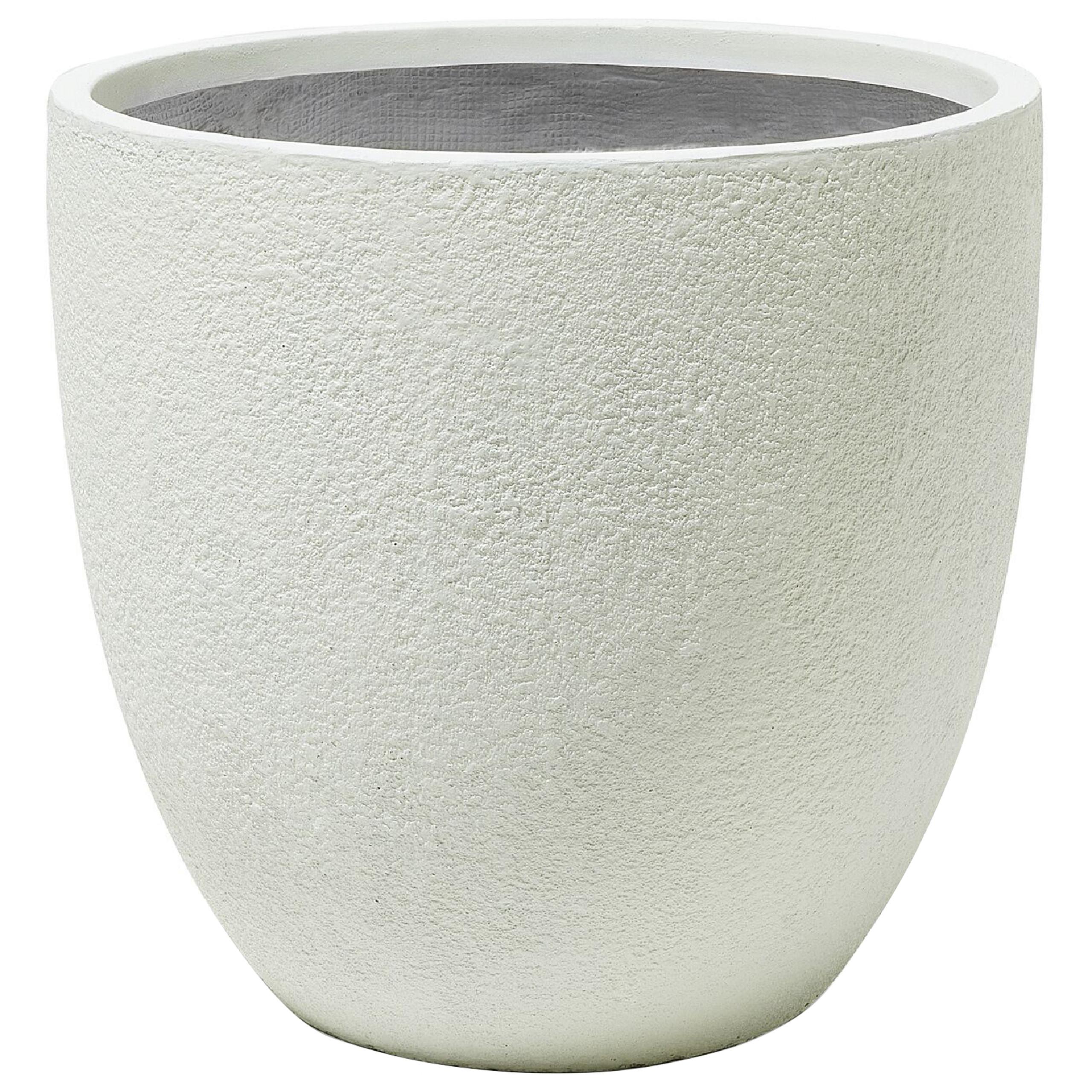 BLUMENTOPF cremeweiß rund 55/55/53 cm Kannia - Weiß, Naturmaterialien (53cm) - Beliani