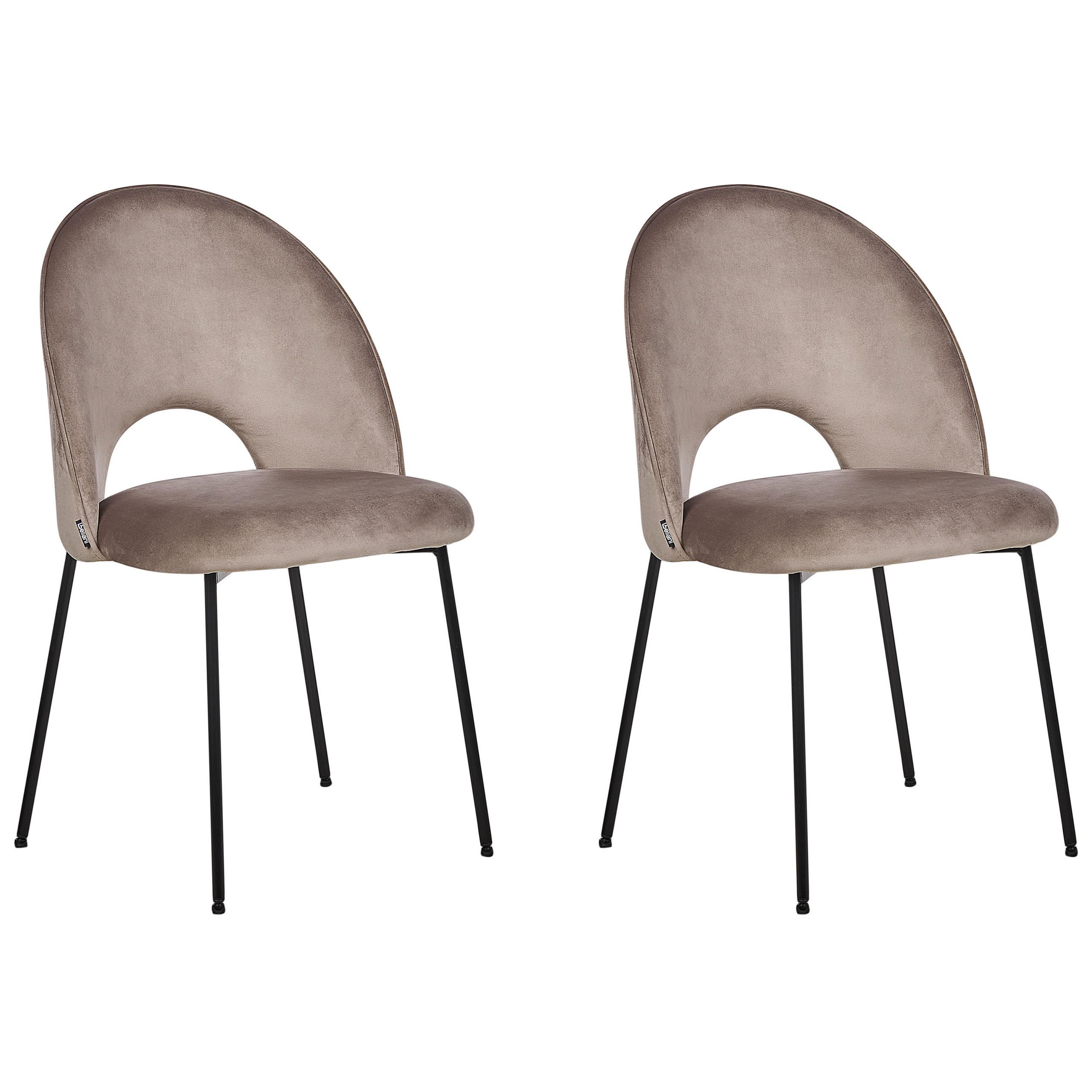 ESSZIMMERSTUHL 2er-Set Samtstoff taupe Covelo - Beige/Schwarz, Textil (46/84/45cm) - Beliani