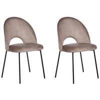 ESSZIMMERSTUHL 2er-Set Samtstoff taupe Covelo - Beige/Schwarz, Textil (46/84/45cm) - Beliani