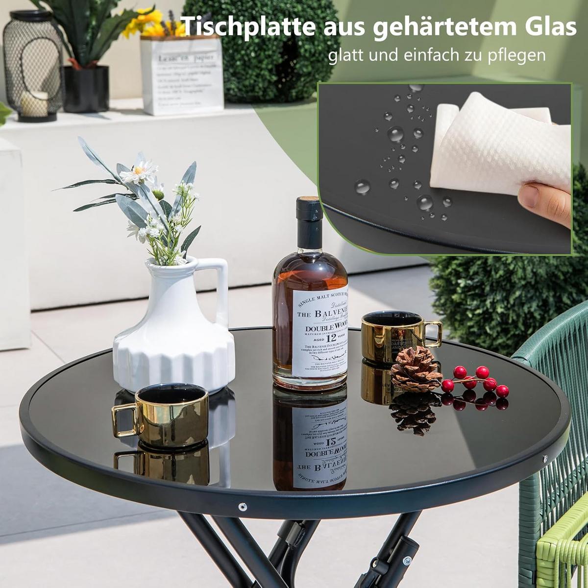 BISTROTISCH Schwarz - Schwarz, Metall - COSTWAY