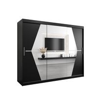 SCHWEBETÜRENSCHRANK 200/250/62 3-türig - Silberfarben/Schwarz, Holz/Kunststoff (250/200/62cm) - MÖBEL KRYSPOL