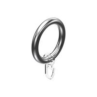 RUNDRINGE MIT FALTENHAKEN FÜR GARDINENSTANGEN 28 mm Ø, Chrom, Packung 10 Stück - Chromfarben, Kunststoff (28cm) - INTERDECO