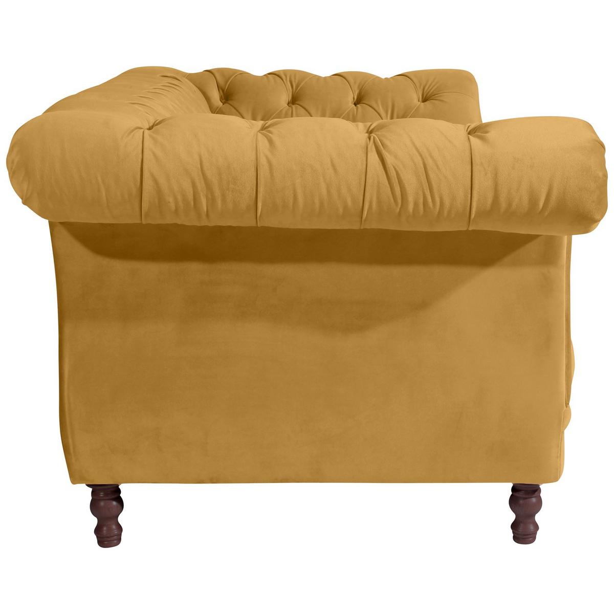 CHESTERFIELD Sofa 2-Sitzer Kaylin Samtvelours mais - Currygelb, Kunststoff (200/80/100cm) - 58aufmkessel
