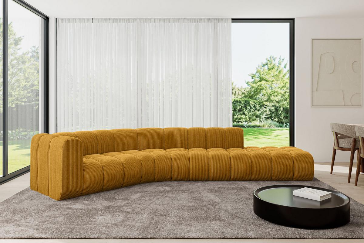 ECKSOFA modulares Sofa Tilmo-L1 - 399x194x70 cm Senfgelb - Currygelb, Holzwerkstoff/Textil (399/194cm) - ALTDECOR