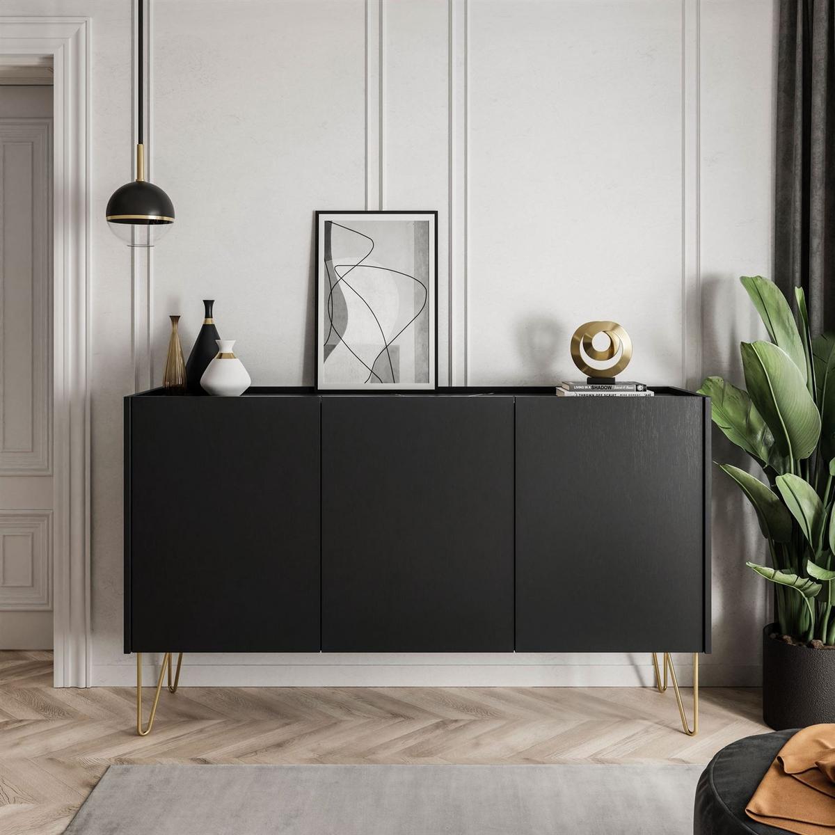 KOMMODE K144 EUPHORIA - Schwarz, Holzwerkstoff (144/83/37cm) - Lookway