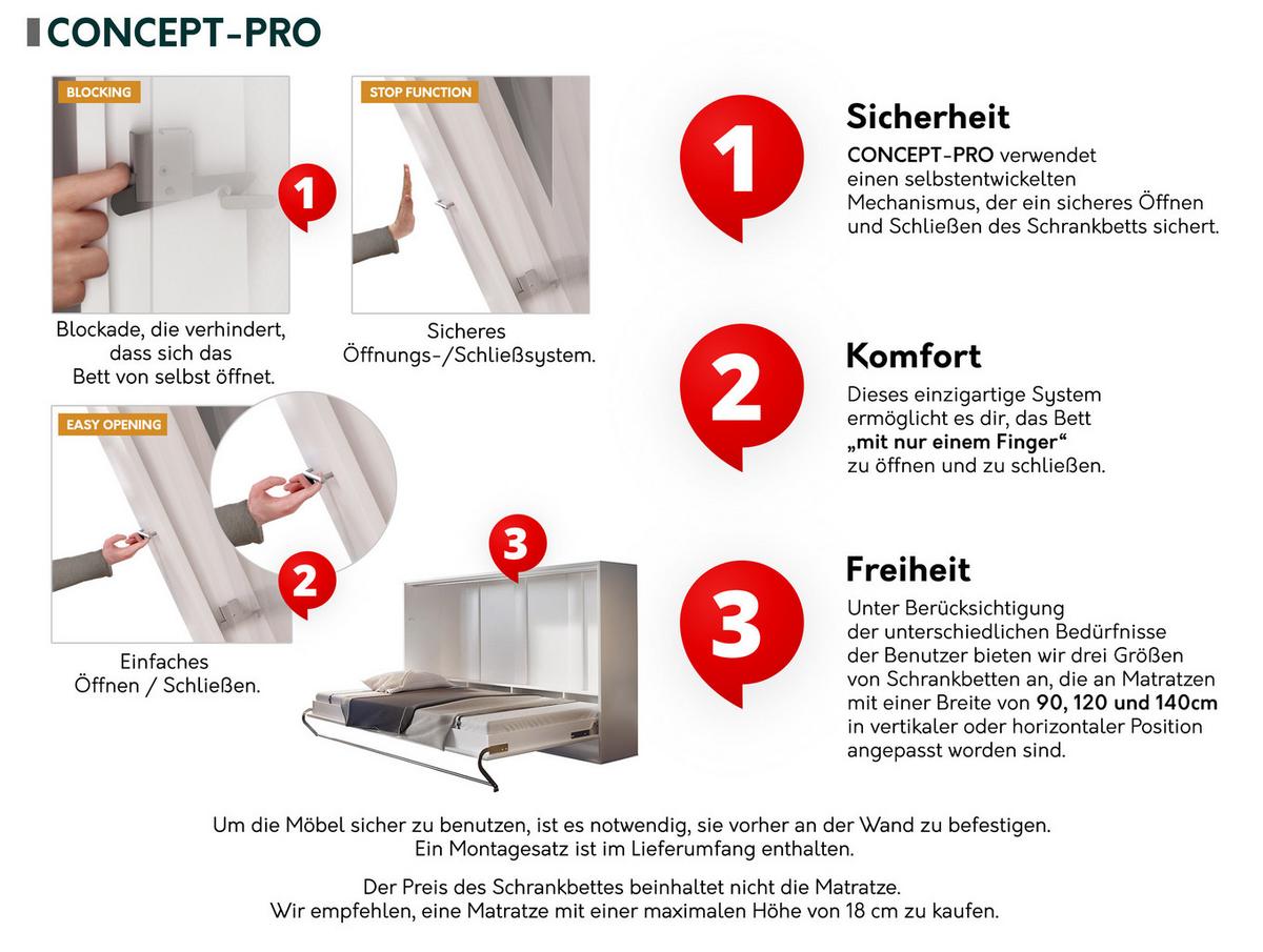 SCHRANKBETT Concept Pro I Vertical - Weiß, Holzwerkstoff (90/200cm) - MIRJAN24