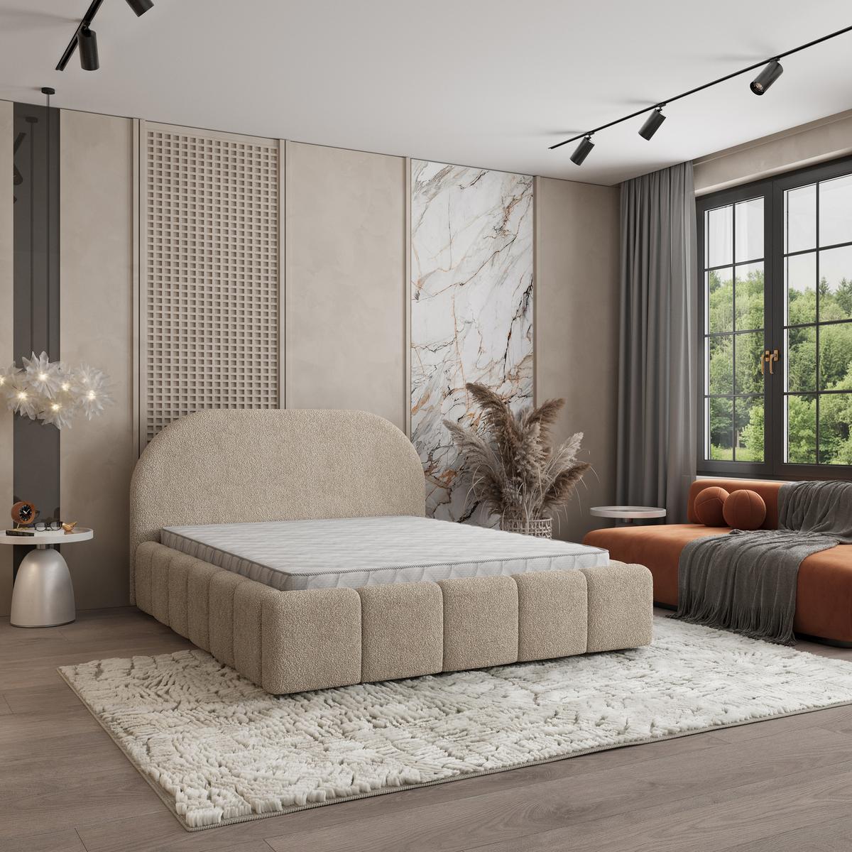 POLSTERBETT FLUSSO 180x200 cm mit Bettkästen - Beige - Beige, Holz (180/200cm) - MASSENO