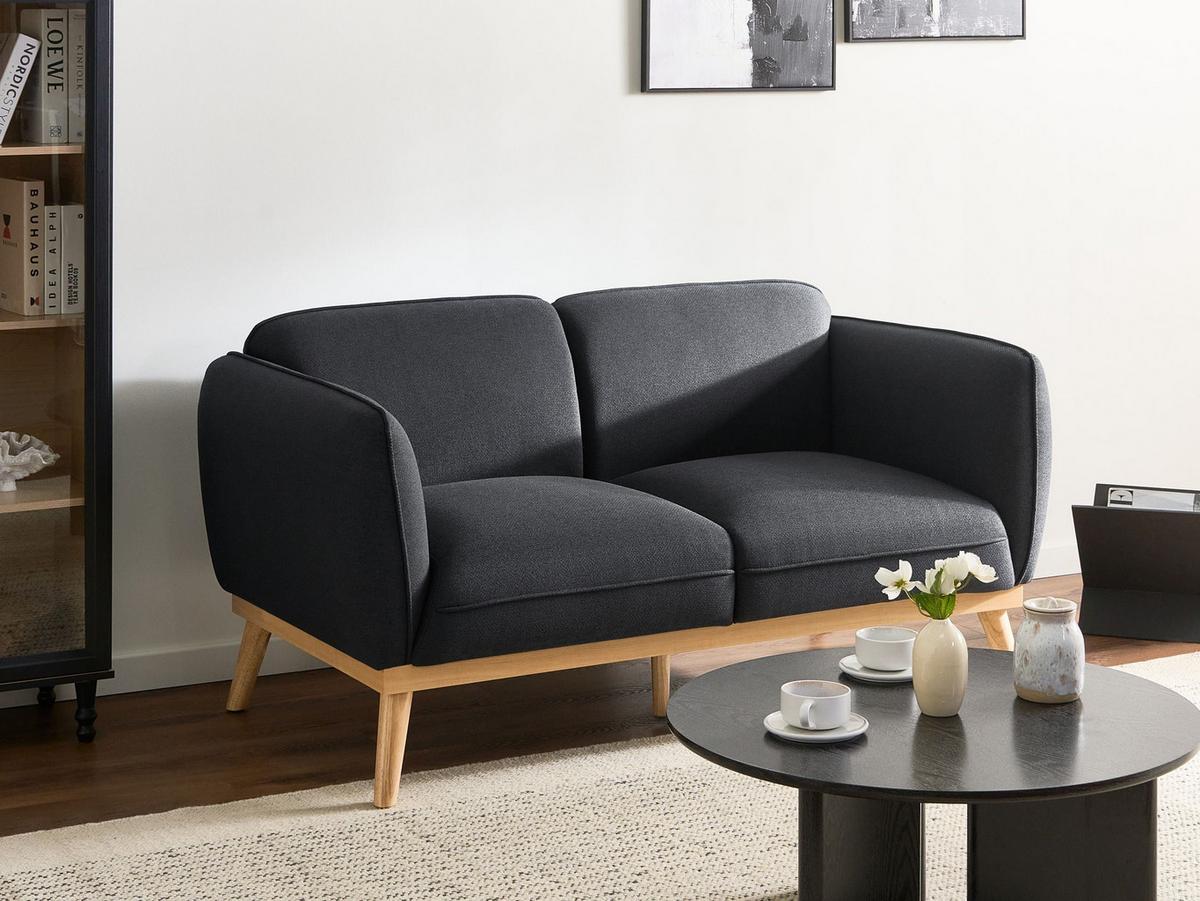 2-SITZER-SOFA Stoff Schwarz Ljung - Hellbraun, Textil (160/82/82cm) - Beliani