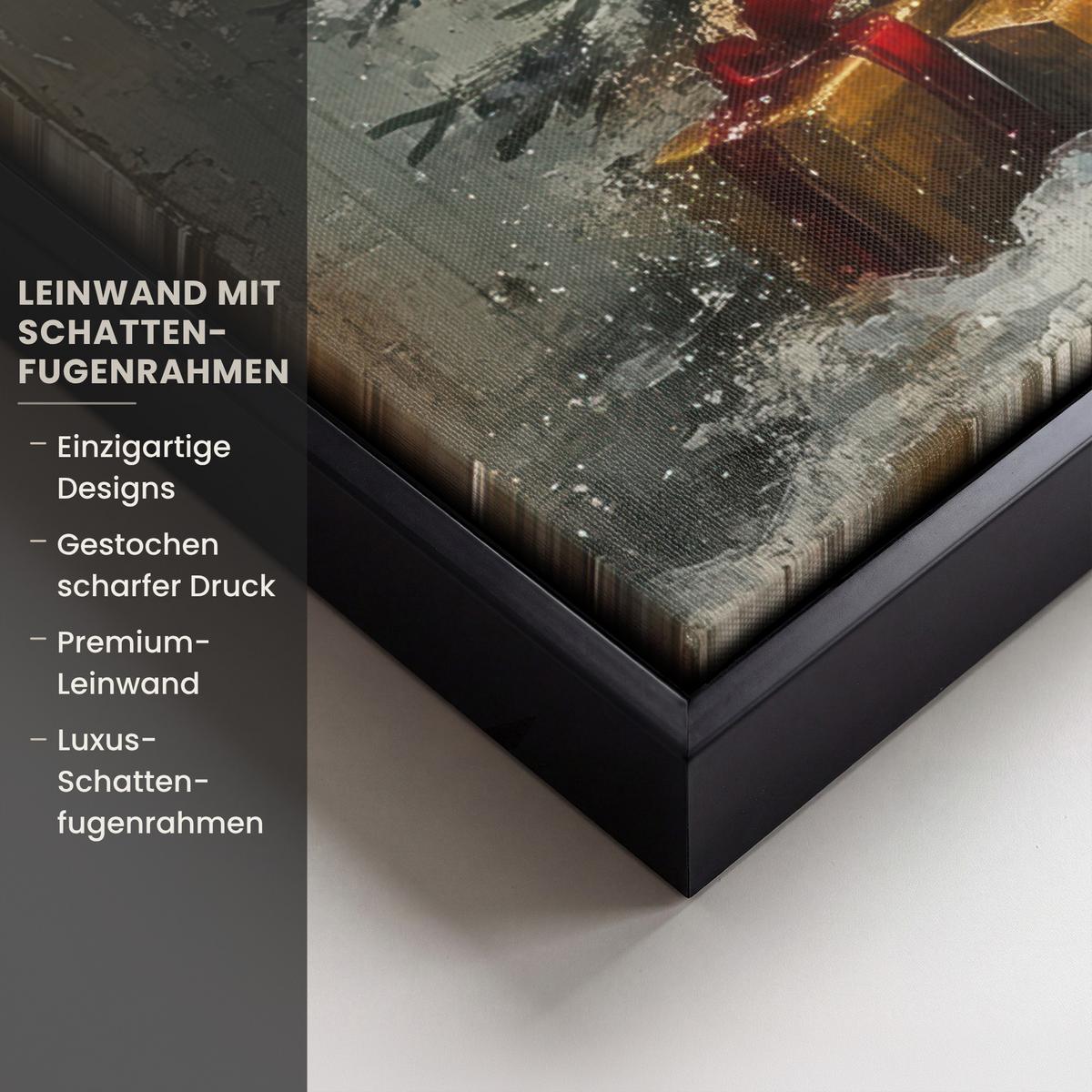 LEINWAND Bilder mit Rahmen - Weihnachtsbaum - Vintage - Weihnachten - Geschenk - 70x100 - Rostfarben, Textil (70/100cm) - MuchoWow