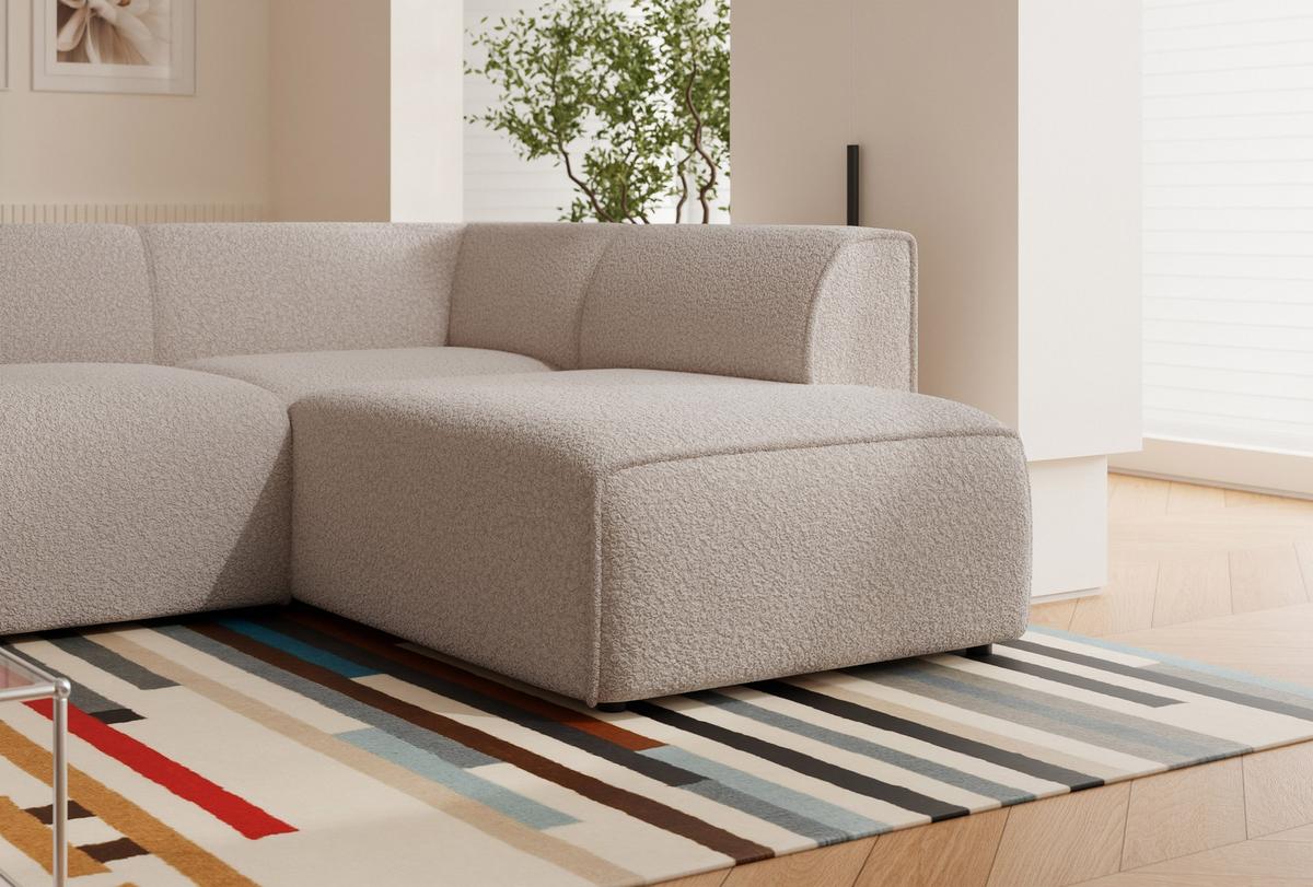 ECKSOFA ZAVO Rechts Feiner Mischstoff in Beige - Beige, Kunststoff/Textil (310/218cm) - Idohome