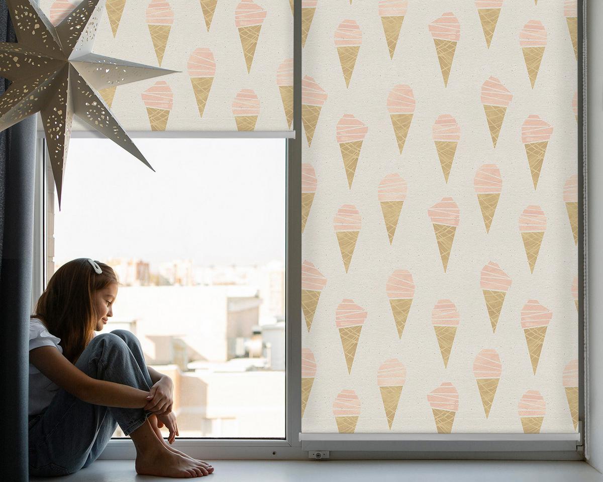 INNENROLLO - Fensterrollo - Rollo - 100x180 cm - Eiscreme - Braun, Kunststoff (100/180/0.5cm) - TULUP