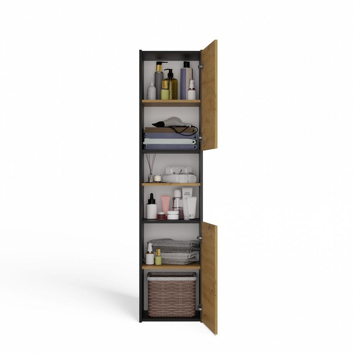 BADEZIMMERSCHRANK Anthrazit, Artisan 40/170/30 - Anthrazit, Holzwerkstoff (40/170/30cm) - RAUMHIRSCH FURNITURE