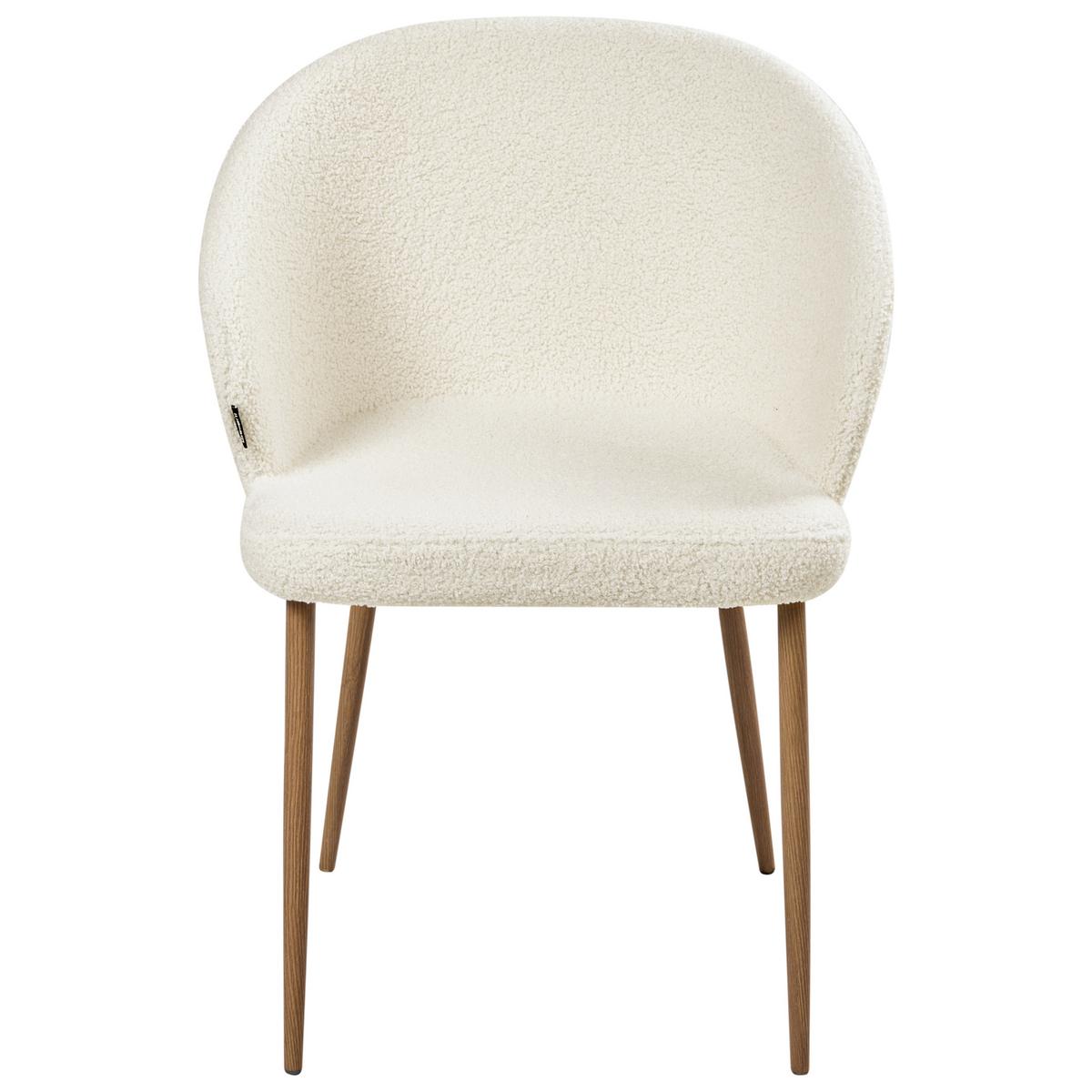 ESSZIMMERSTUHL 2er-Set Cremeweiß Mason - Weiß/Braun, Textil (57/82/45cm) - Beliani