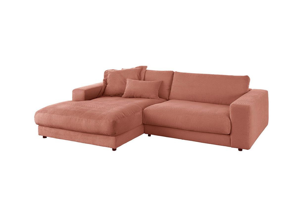 ECKSOFA MADELINE Braun Cord - Schwarz/Braun, Kunststoff/Textil (270/190cm) - KAWOLA