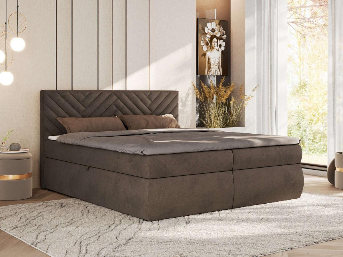 BOXBETT AVERTA 160/200 - Braun Velvet - H4 - Braun, Textil (160/200cm) - MKS