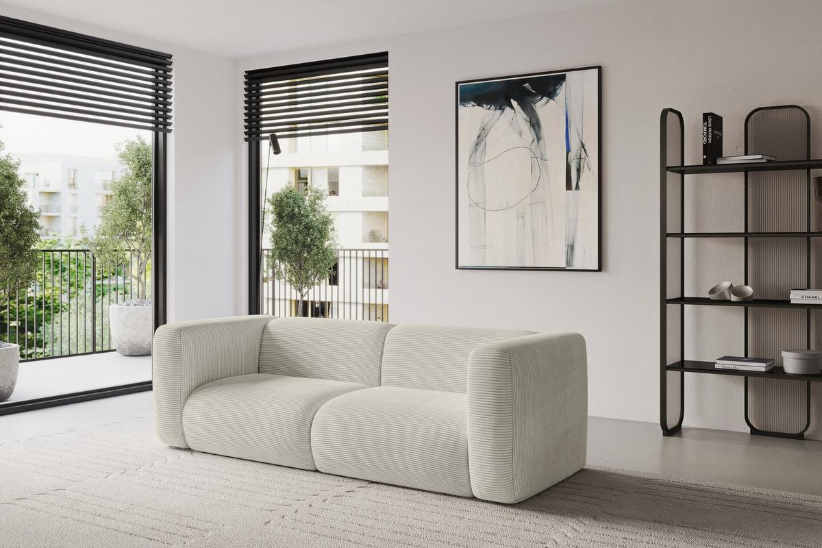 MODULARES Sofa 2-SITZER MIRA-S1 228x89x70 Creme cm Cord - Ecru/Creme, Holzwerkstoff/Kunststoff (228/70/89cm) - ALTDECOR
