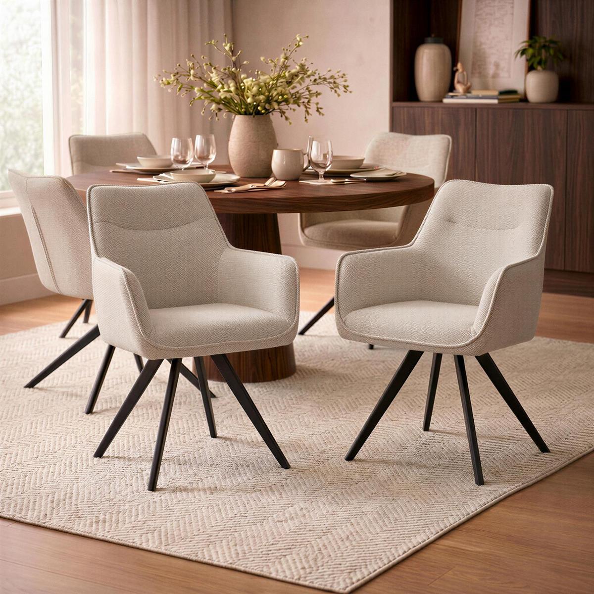 ESSZIMMERSTÜHLE VENICE 2er-Set beige - Beige, Textil (62/87/67cm) - IDIMEX