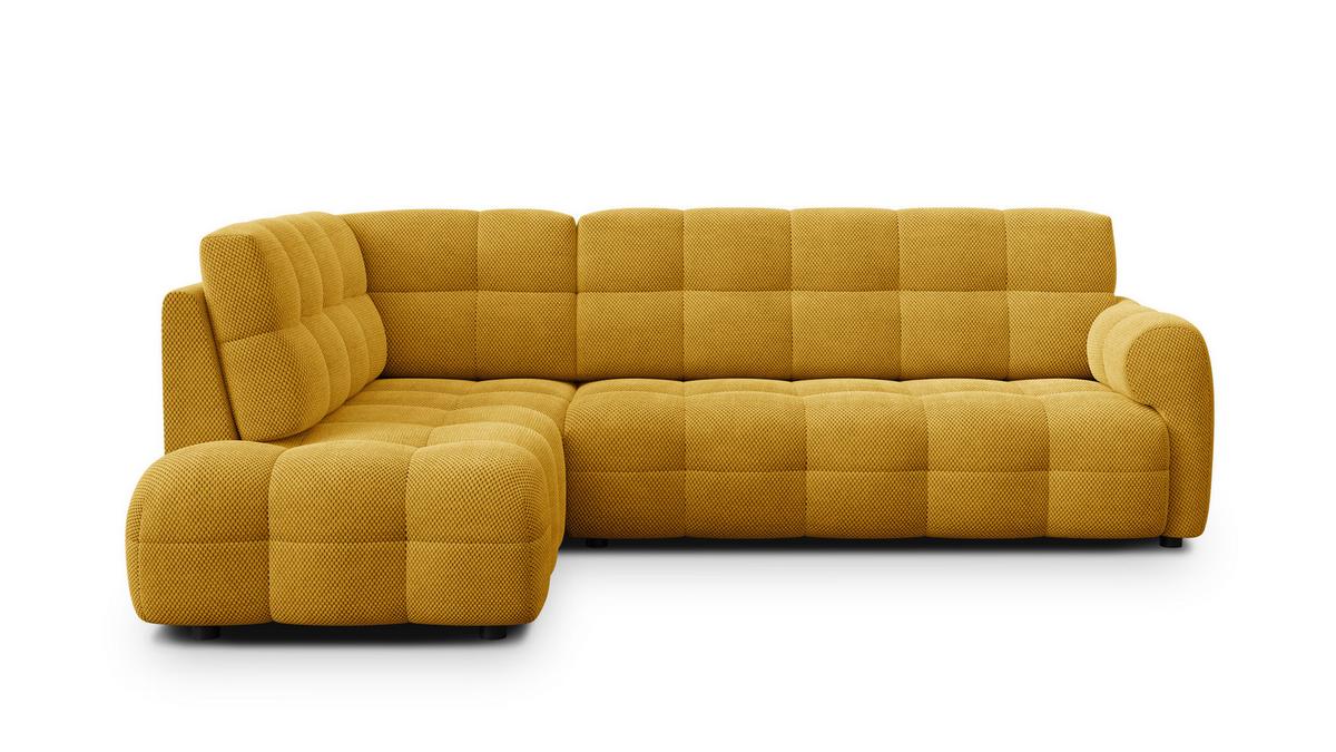 ECKSOFA MELLOW 5-Sitzer, safran - Gelb/Schwarz, Holz/Textil (283/191cm) - Wozimo