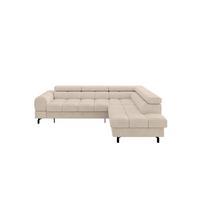 ECKSOFA mit Schlaffunktion Ottomane Rechts LUMA-L 272x203x70 Beige Velours - Sandfarben/Schwarz, Holzwerkstoff/Kunststoff (203/272cm) - ALTDECOR