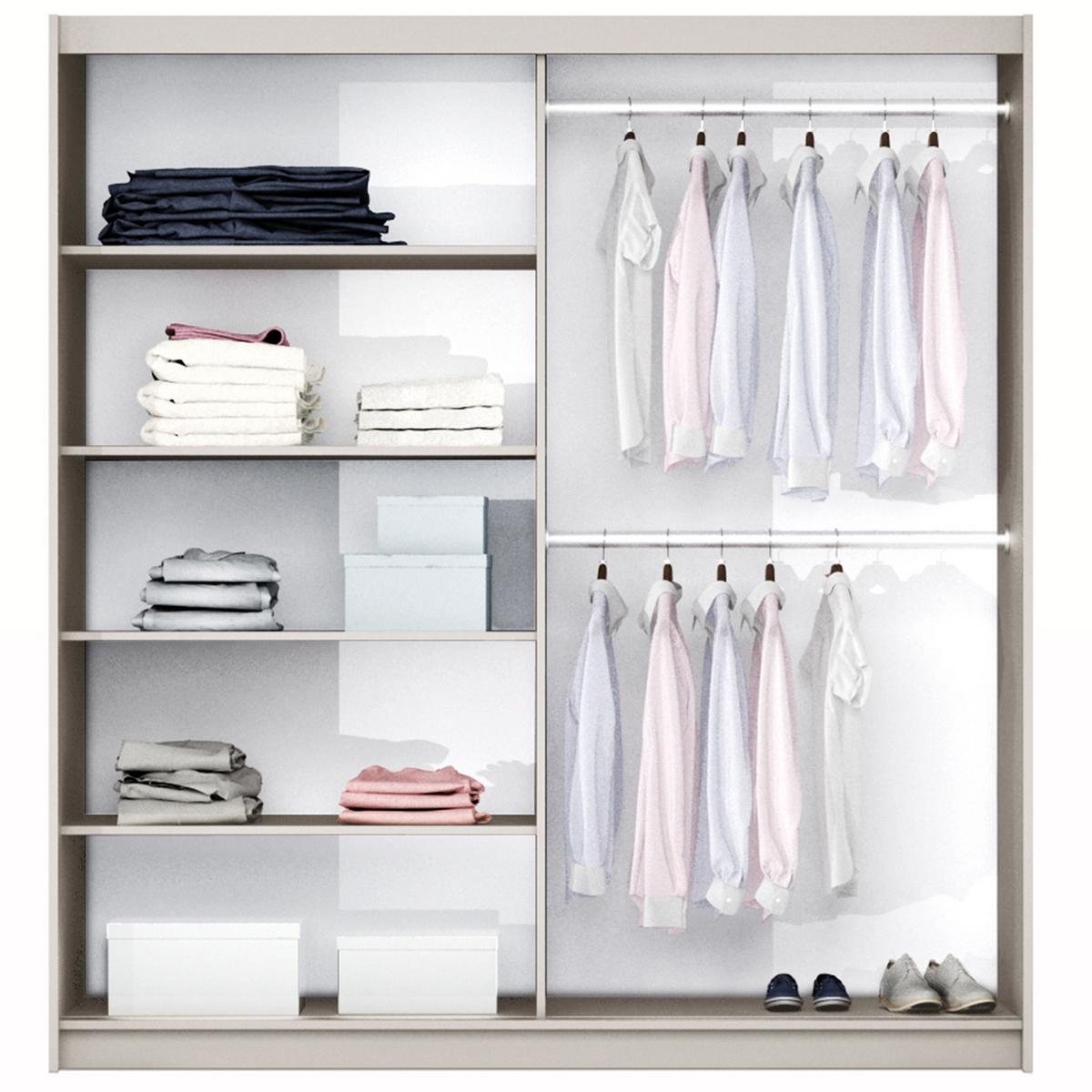 SCHWEBETÜRENSCHRANK Travis mit 2 Türen und LED-Beleuchtung, 200 cm, Kaschmir - Kaschmir, Holzwerkstoff (200/215/65cm) - Beautysofa