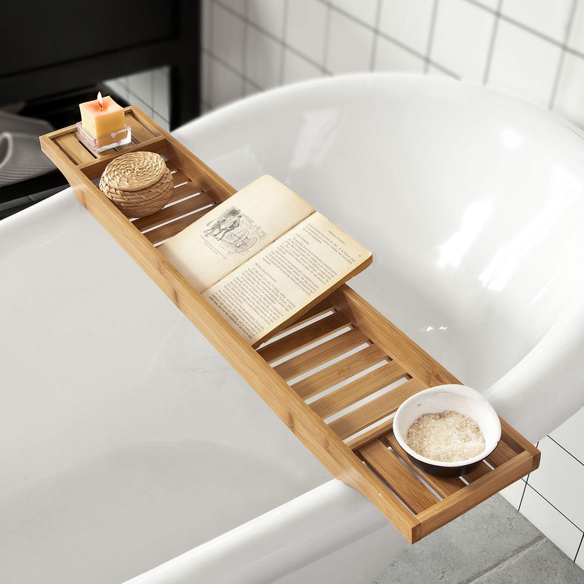 BADEWANNENABLAGE 80cm - Naturfarben, Holz (80/5/15cm) - SoBuy