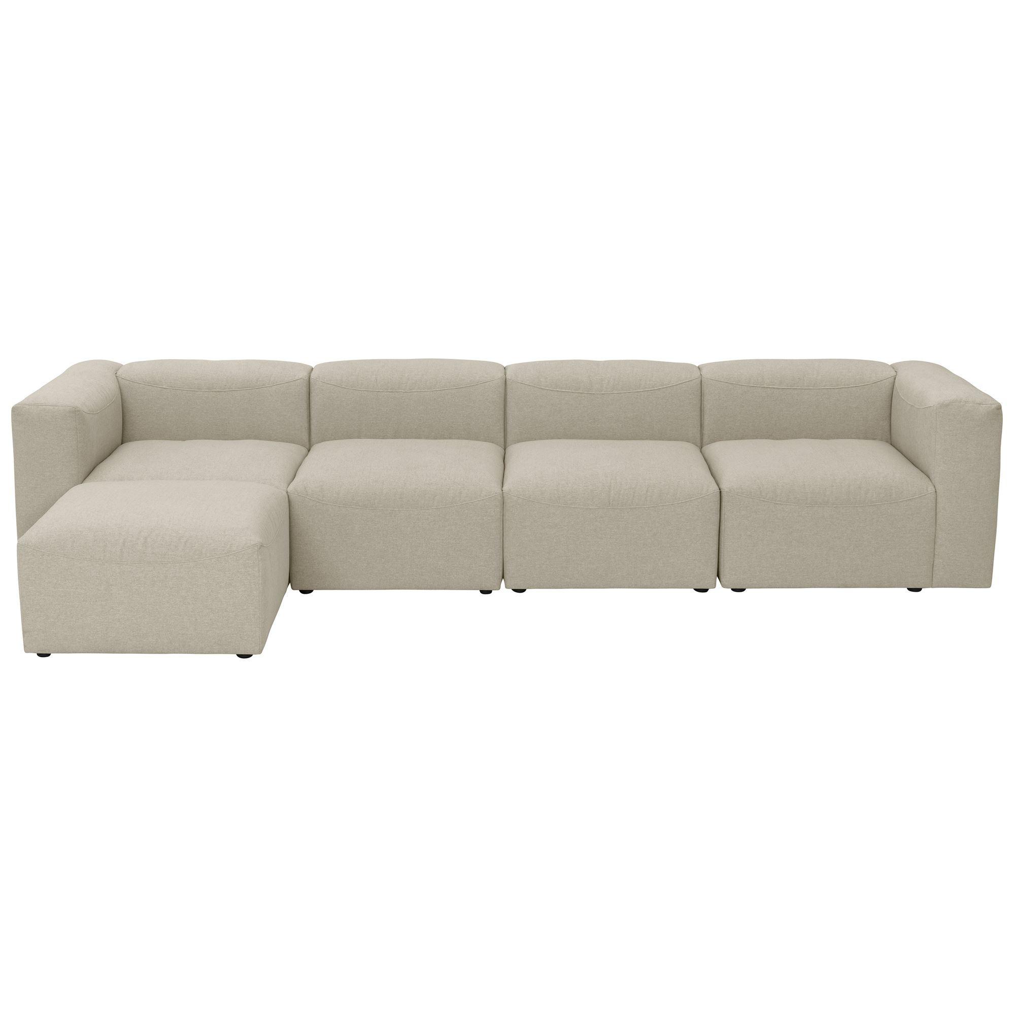 ECKSOFA 4-Sitzer mit Hocker links Kattrina Flachgewebe creme - Creme, Kunststoff (175/350cm) - 58aufmkessel