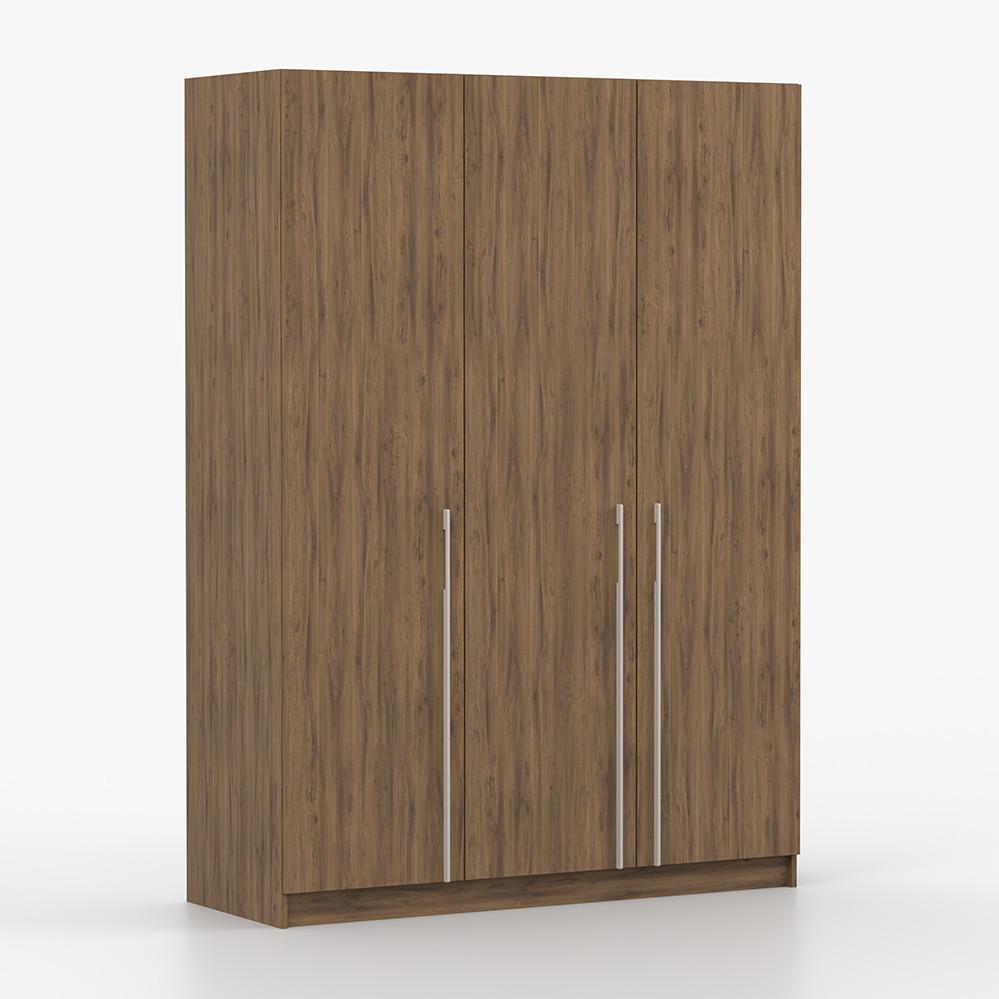 DREHTÜRENSCHRANK ROSA III 3D 150/210/55, 3-türig, Nussbaum - Kaschmir/Nussbaumfarben, Holzwerkstoff (150/210/55cm) - imoebel24