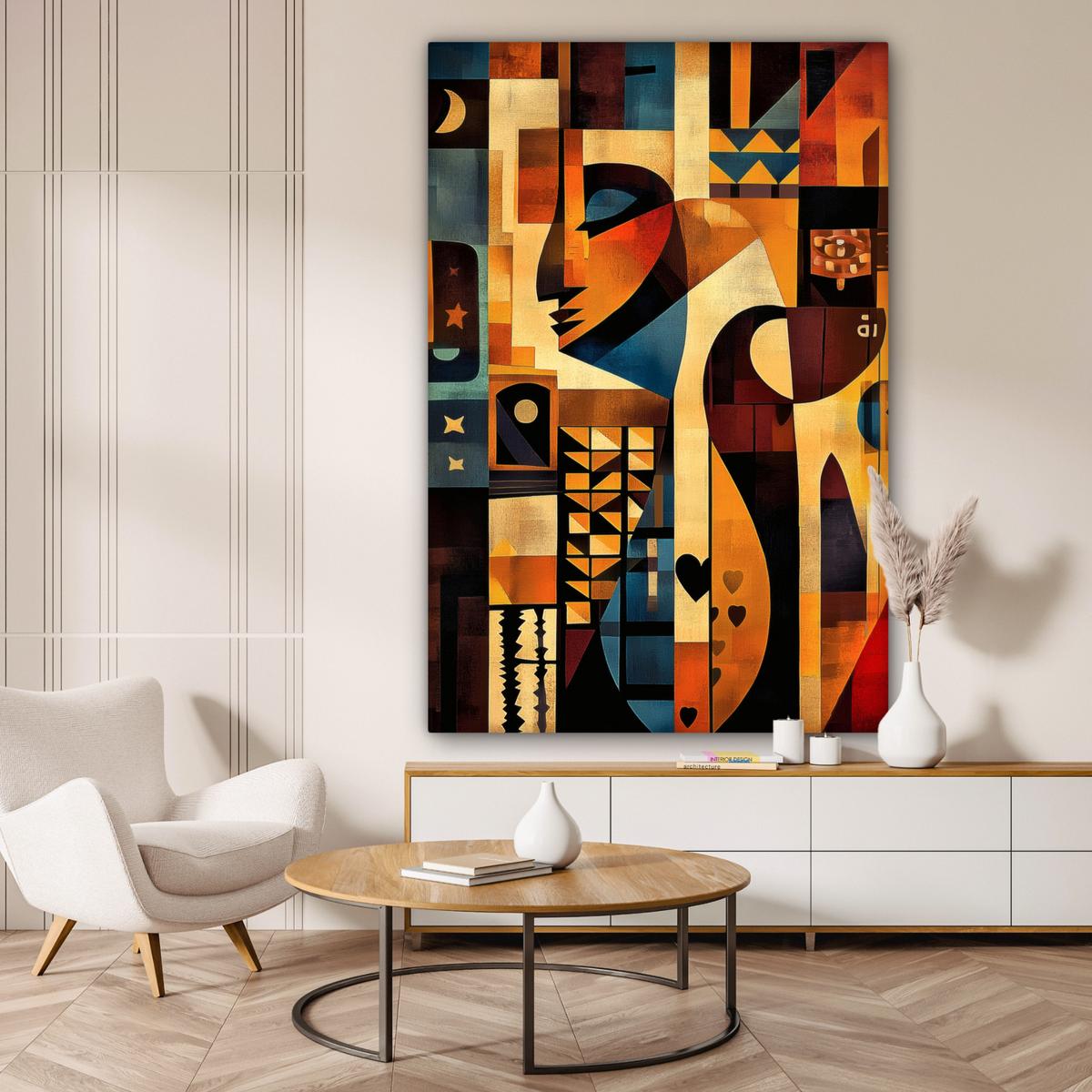 LEINWANDBILD Figuren - Abstrakt - Symbole Deko Groß 90x140 cm - Terracotta, Textil (90/140cm) - MuchoWow