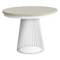 ESSTISCH Lumi, Runder, ausziehbar auf 180 cm, mit Metallbeinen, Weiß+Kaschmir - Kaschmir/Weiß, Holzwerkstoff/Metall (100/100/77cm) - Beautysofa