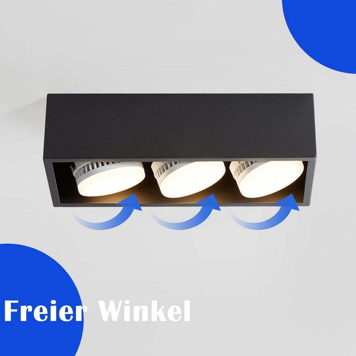 LED-DECKENLEUCHTE Harmonie 3-flammig 30/10/8 cm - Schwarz, Metall (30/10/8cm) - Nettlife