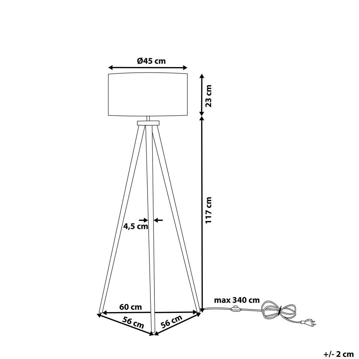 STEHLAMPE Nitra 45/45/142 cm - Grau, Holz (45/45/142cm) - Beliani