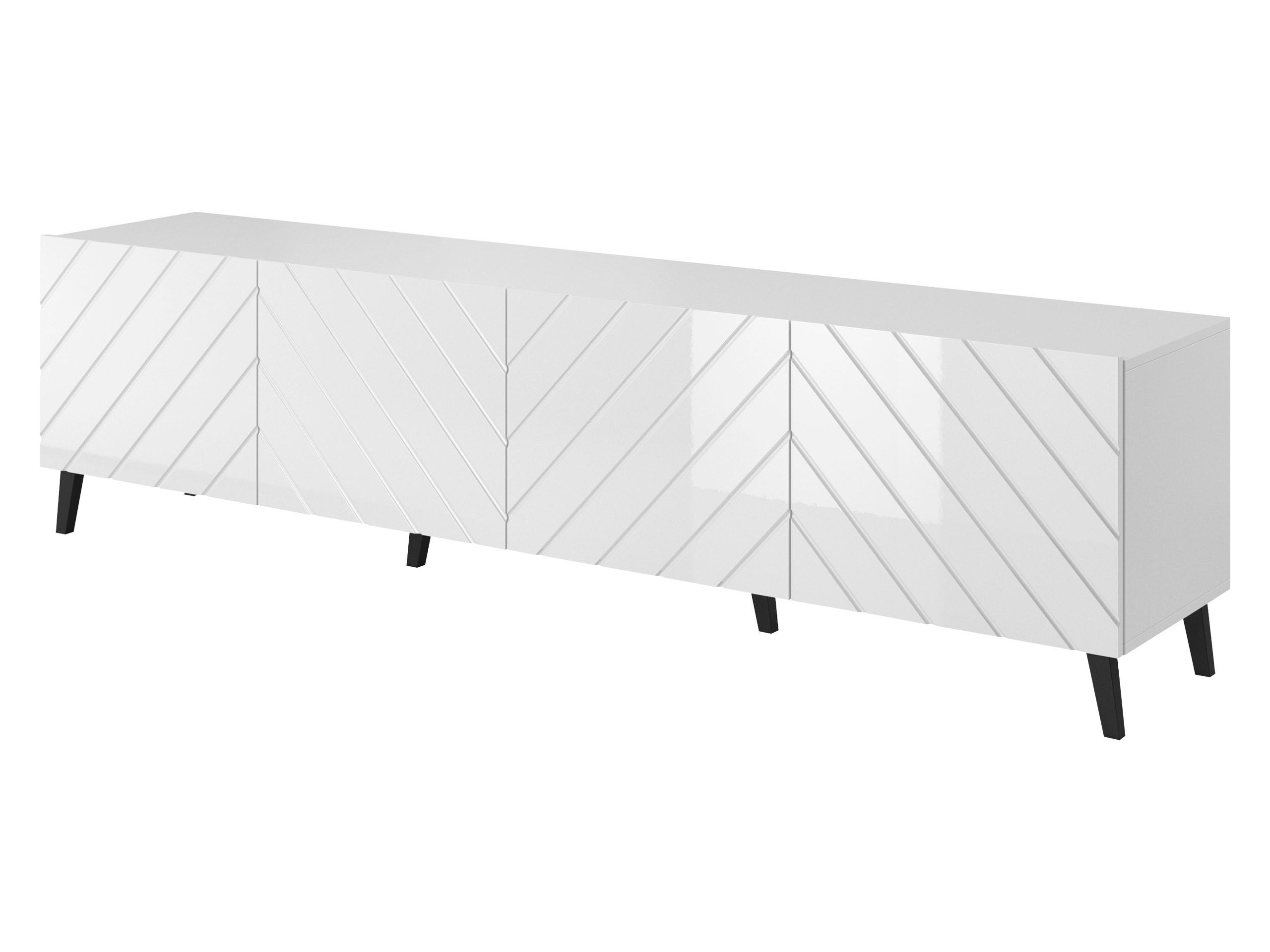 TV-LOWBOARD Abeto 200 - Weiß Hochglanz/Schwarz, Holzwerkstoff/Kunststoff (200/52/42cm) - MIRJAN24