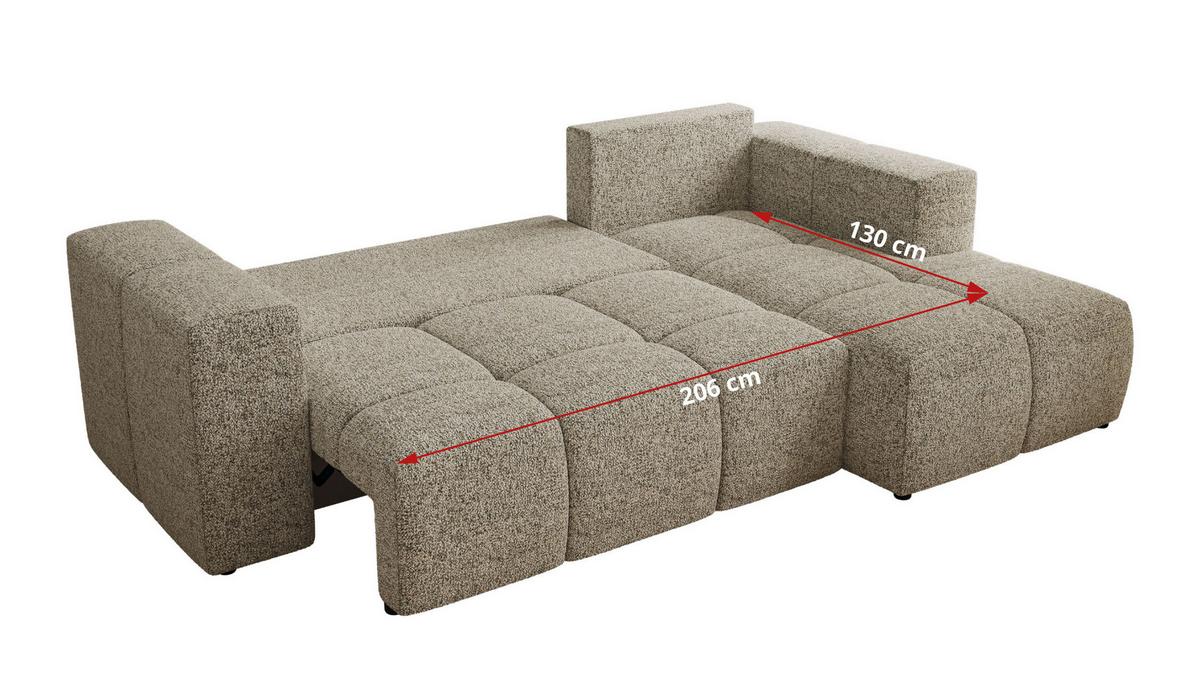 ECKSOFA MONIVA Beige Strukture - Links - Beige/Schwarz, Kunststoff/Textil (164/266cm) - MKS