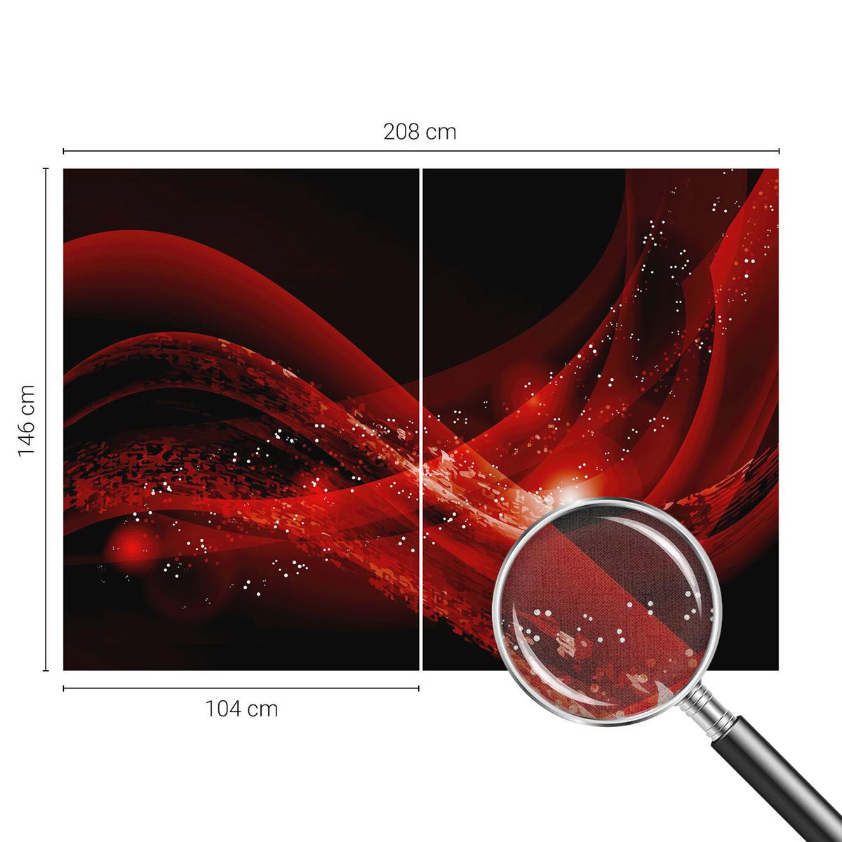 FOTOTAPETE 208x146 cm - Roter Wirbel - Weiß, Textil (208/146cm) - Wallfluent