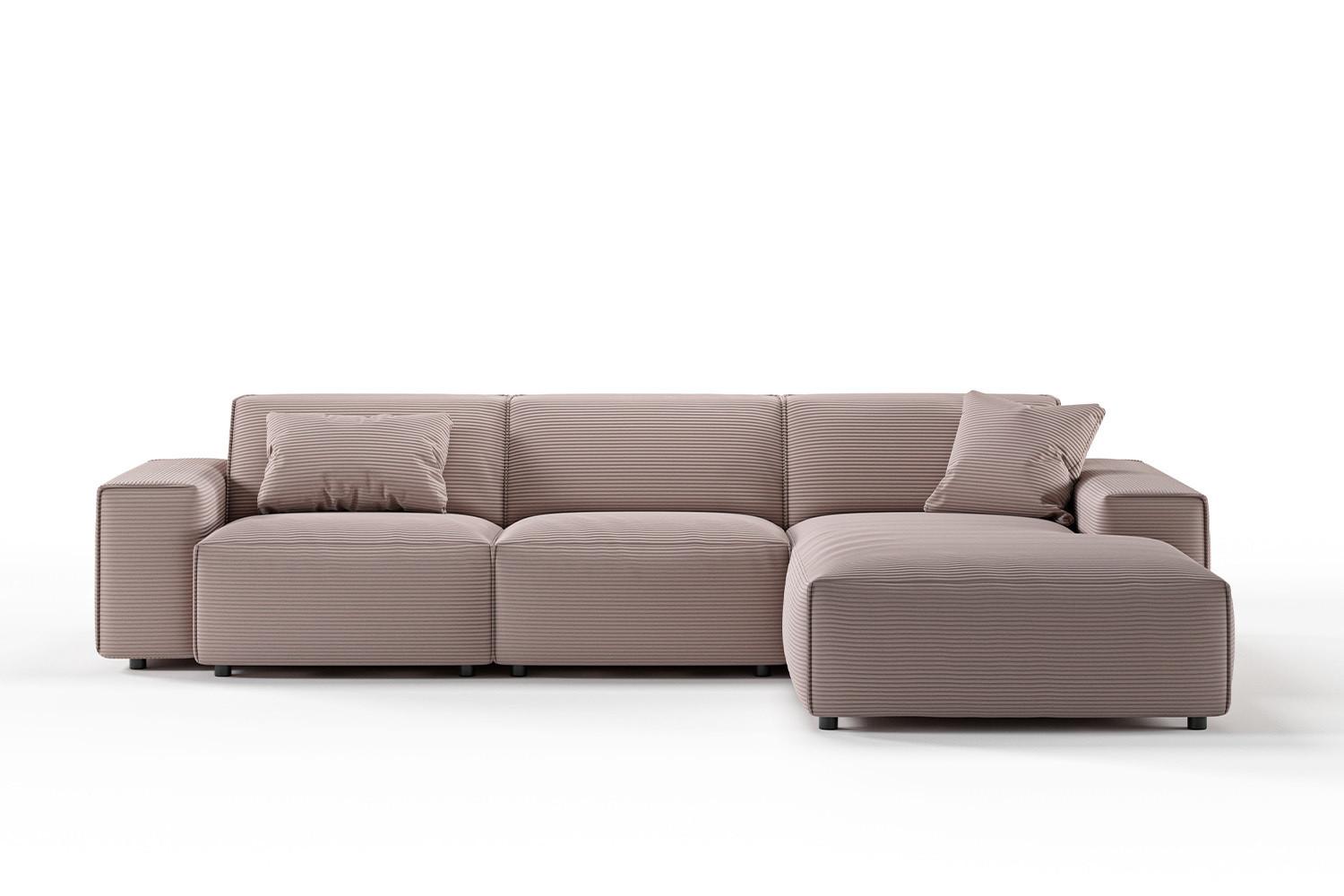 ECKSOFA RANI Pink Cord - Schwarz/Rosa, Kunststoff/Textil (299/189cm) - KAWOLA
