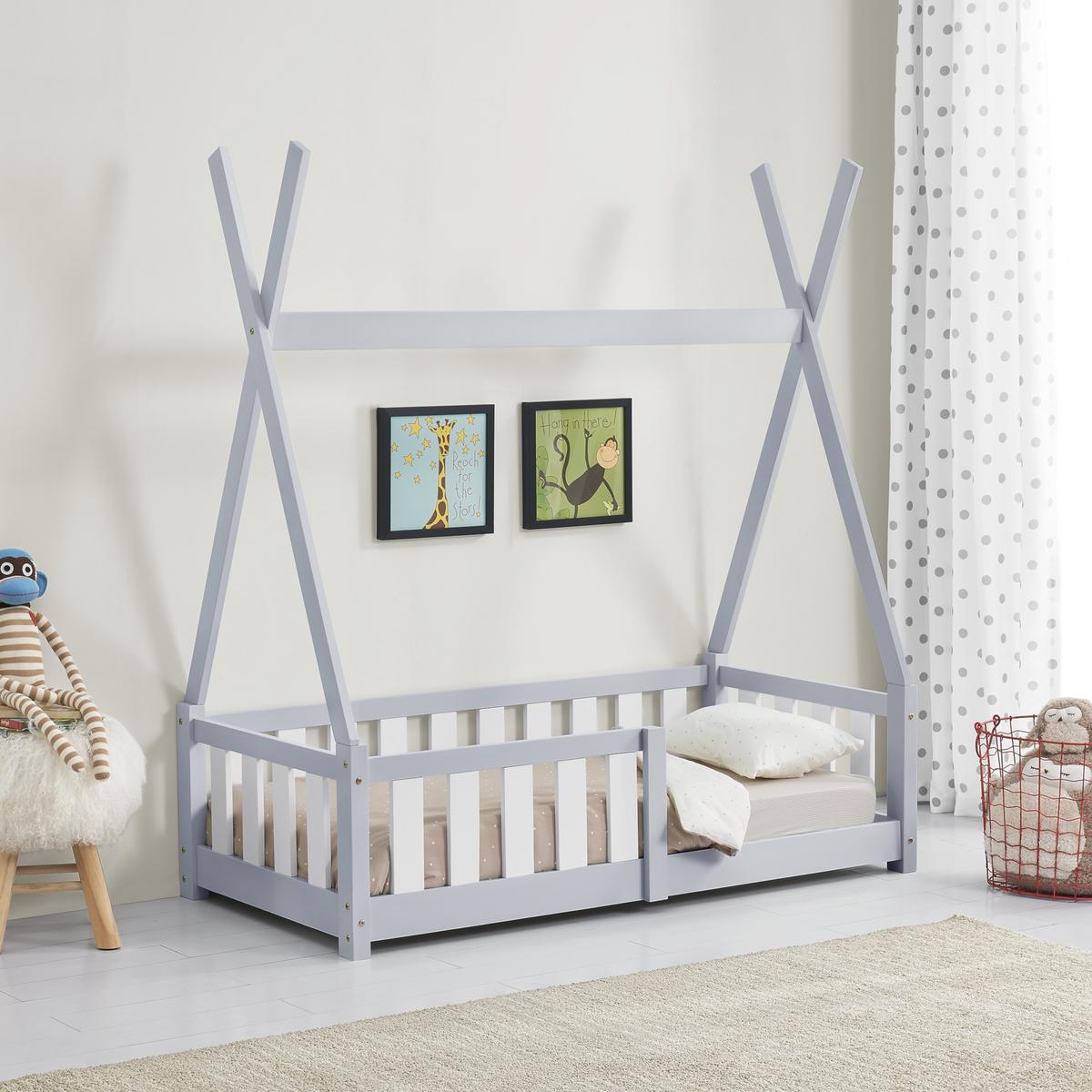 KINDERBETT Helsingborg - Hellgrau, Holz (70/140cm) - [en.casa]