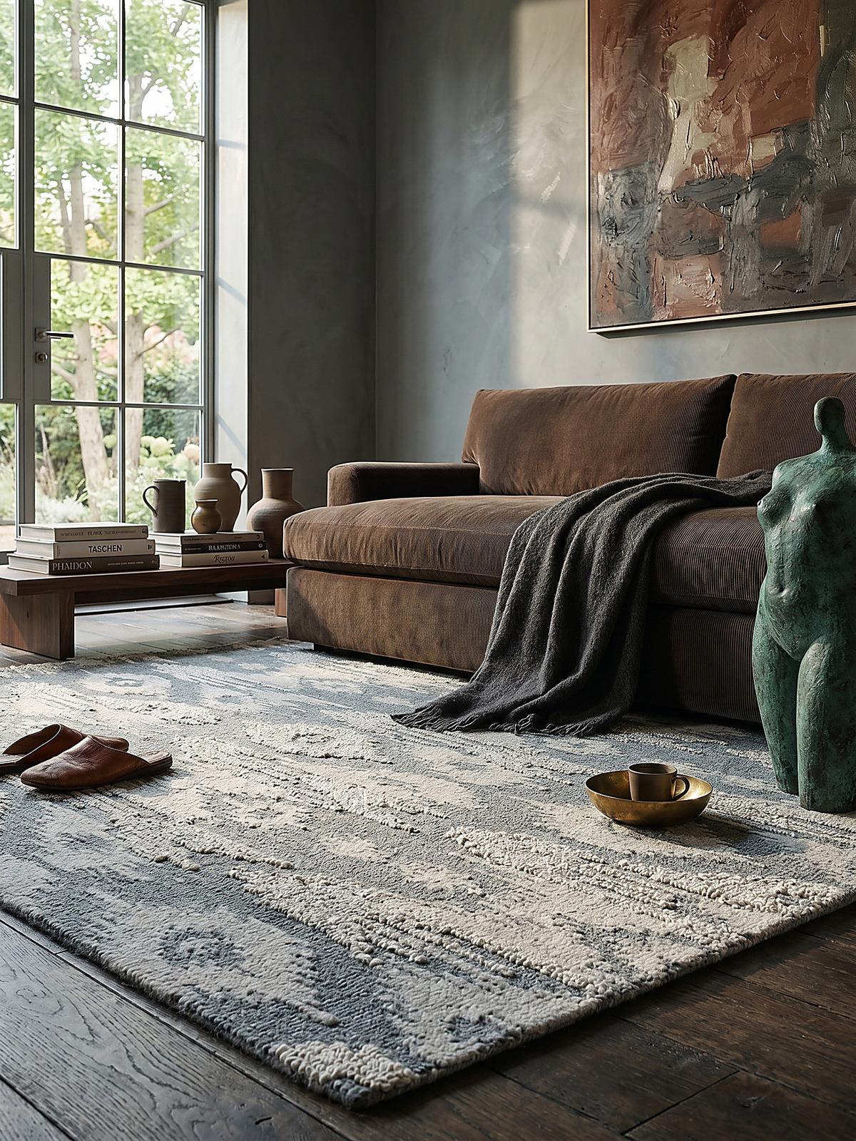WOLLTEPPICH SOAR, im Ethno-Stil, Blau, 200 x 290 cm - Blau, Textil (290/200cm) - KADIMA DESIGN