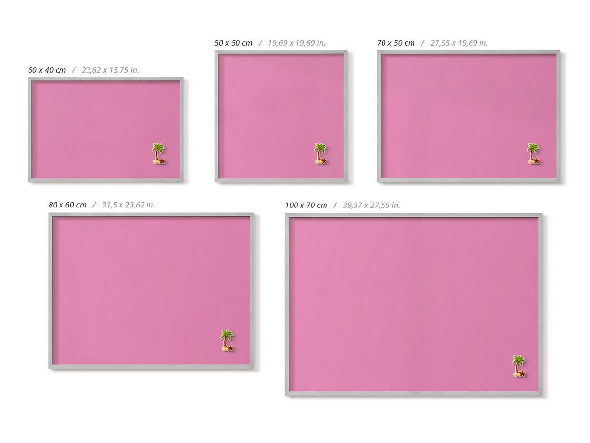 MAGNETTAFEL 80x60 cm Silberner Rahmen Rosa - Cognac, Metall (80/60/0.4cm) - TULUP