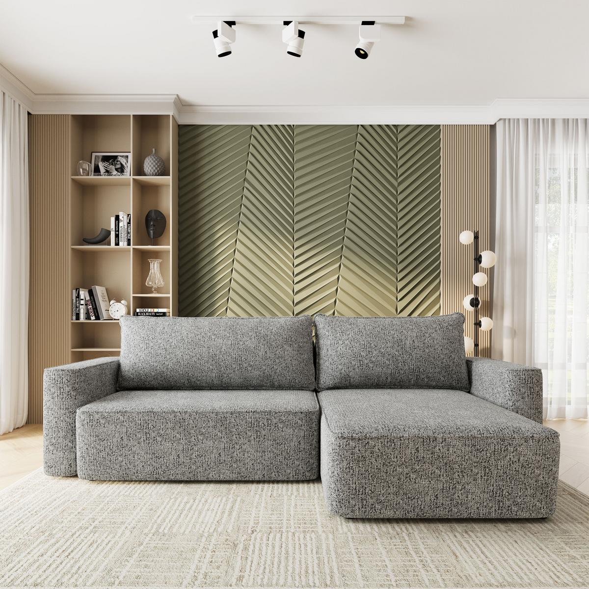 ECKSOFA BELARO BL Hellgrau Chenille mit Schlaffunktion - Hellgrau, Holz/Textil (280/162cm) - MASSENO