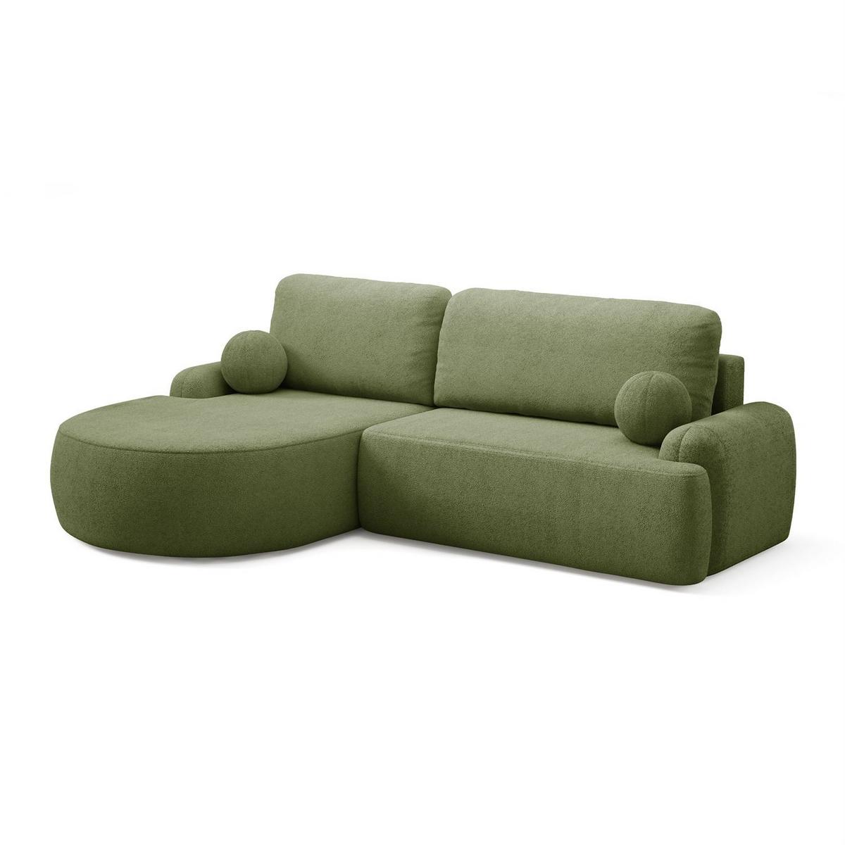 ECKSOFA CLEO mit Schlaffunktion Version Linke QUELLE 38 - Grün, Kunststoff (264/172cm) - Lookway
