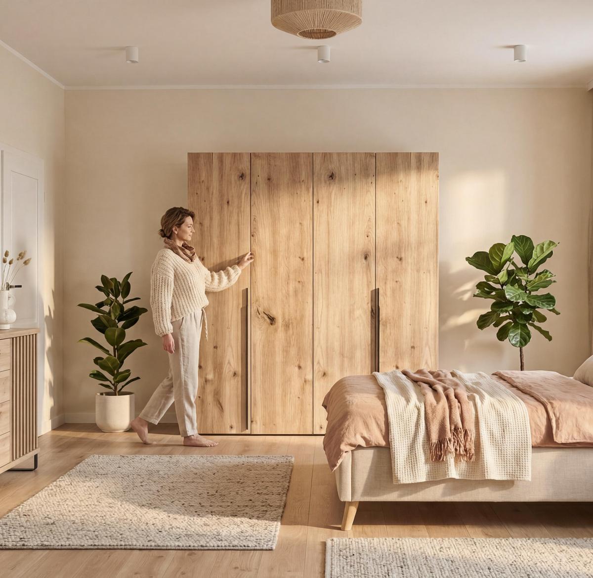 FALTTÜRENSCHRANK Omodeo 200 cm breit in Artisan-Eiche – mit WingLine-Falttüren - Eiche Artisan, Holzwerkstoff (200/240/58cm) - AX Living