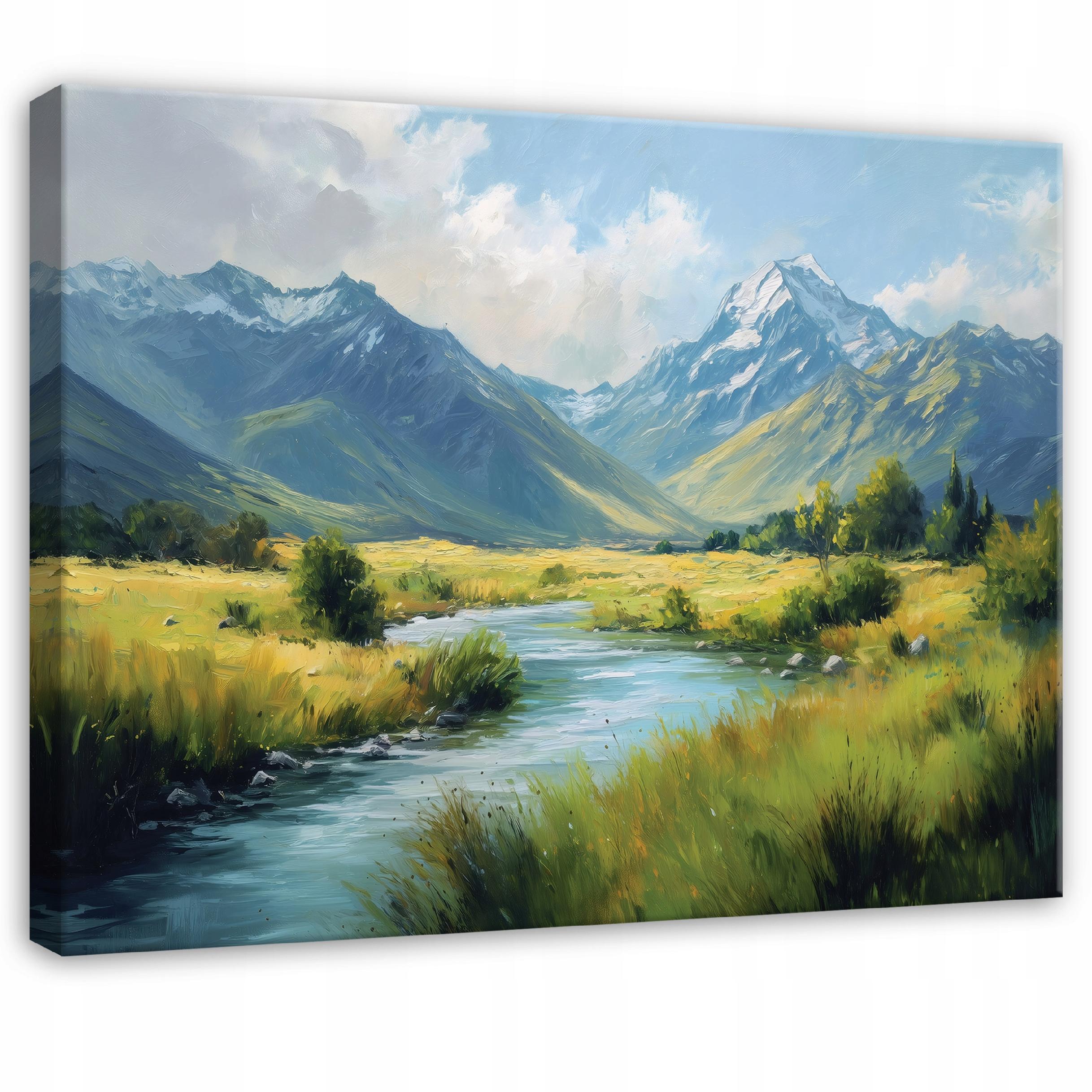 LEINWANDBILD Landschaft Gebirge Grün 100x70 cm - Multicolor, Holzwerkstoff (100/70cm) - Wallarena