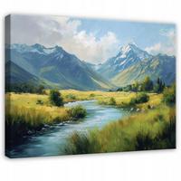 LEINWANDBILD Landschaft Gebirge Grün 100x70 cm - Multicolor, Holzwerkstoff (100/70cm) - Wallarena