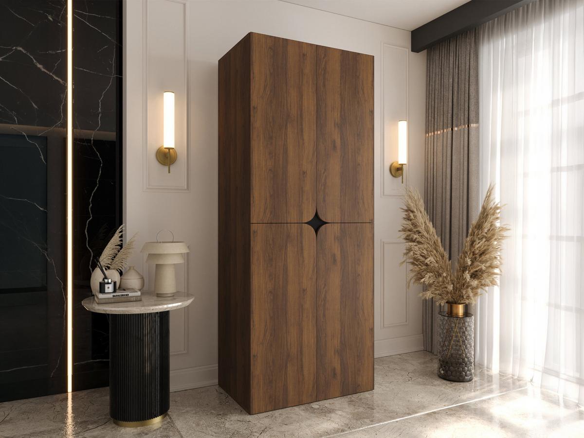 DREHTÜRENSCHRANK Espresso 80 cm - Nussbaumfarben/Schwarz, Holzwerkstoff/Kunststoff (80/203/50cm) - MIRJAN24