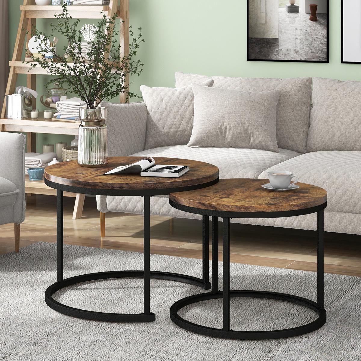 COUCHTISCH-SET 2er-set Holz- Und Schwarzeffekt - Schwarz, Holzwerkstoff/Metall (71/70/50cm) - Urban Meuble