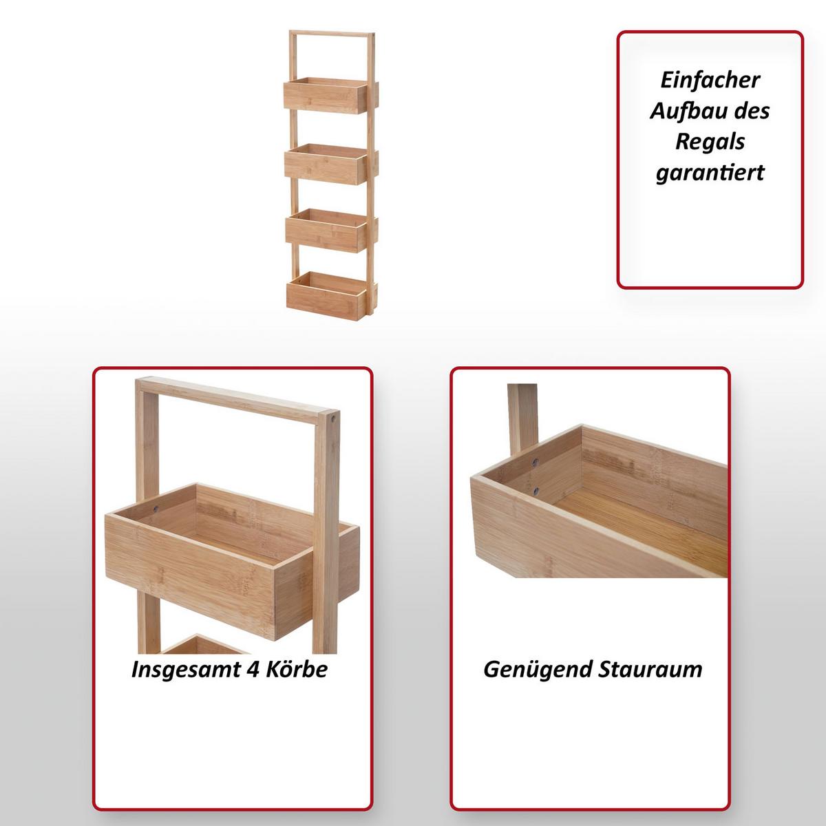 REGAL 4 KÖRBE Holz - Braun, Holz (28/88/15cm) - MCW